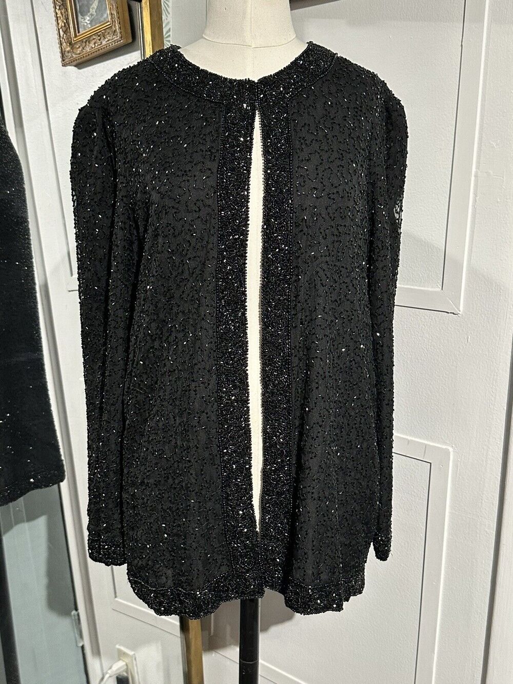 Vintage 80s STENAY Beaded Silk Evening Jacket Sz Medium Special Occasion Wedding